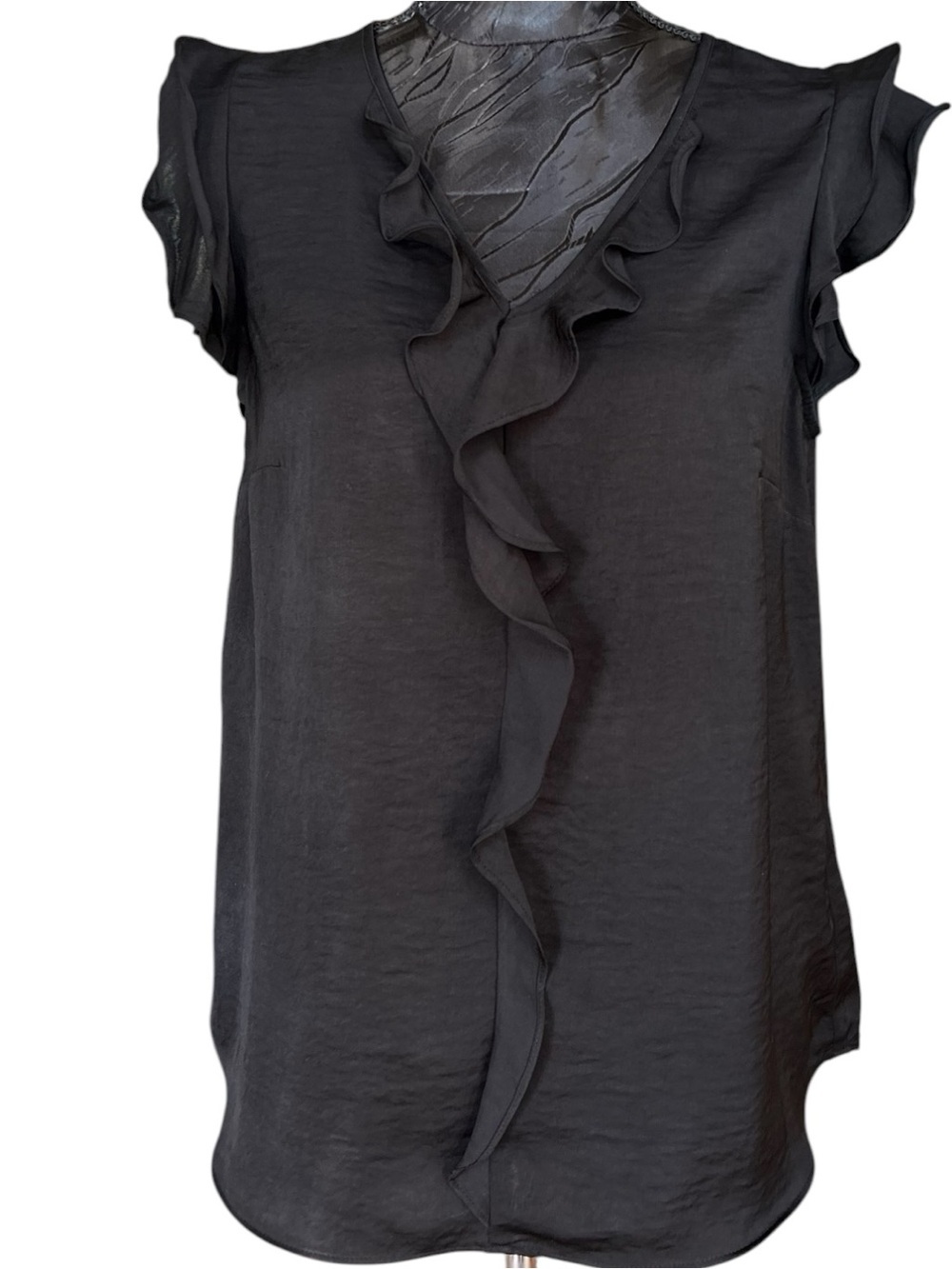 Banana Republic Black Ruffle Sleeveless Blouse Small